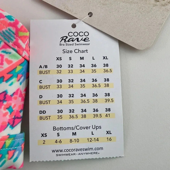 NWT Coco Rave 34B/C halter push-up bikini top bright ruched pink orange - Picture 11 of 13